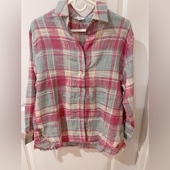 Pink Button Down Plaid Shirt - Picture 7 of 11